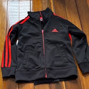 Adidas Black Jacket with Red Stripes